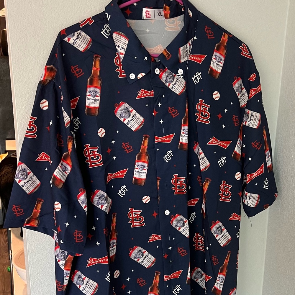 ST. LOUIS CARDINALS BUDWEISER ALL-OVER-PRINT SHIRT! Sz. XL!